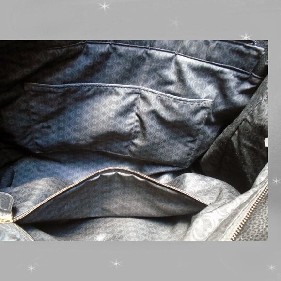 Black Floral Tote Bag in Vegan Leather, Large Purse, Dasein Copy - Picture 6 of 10